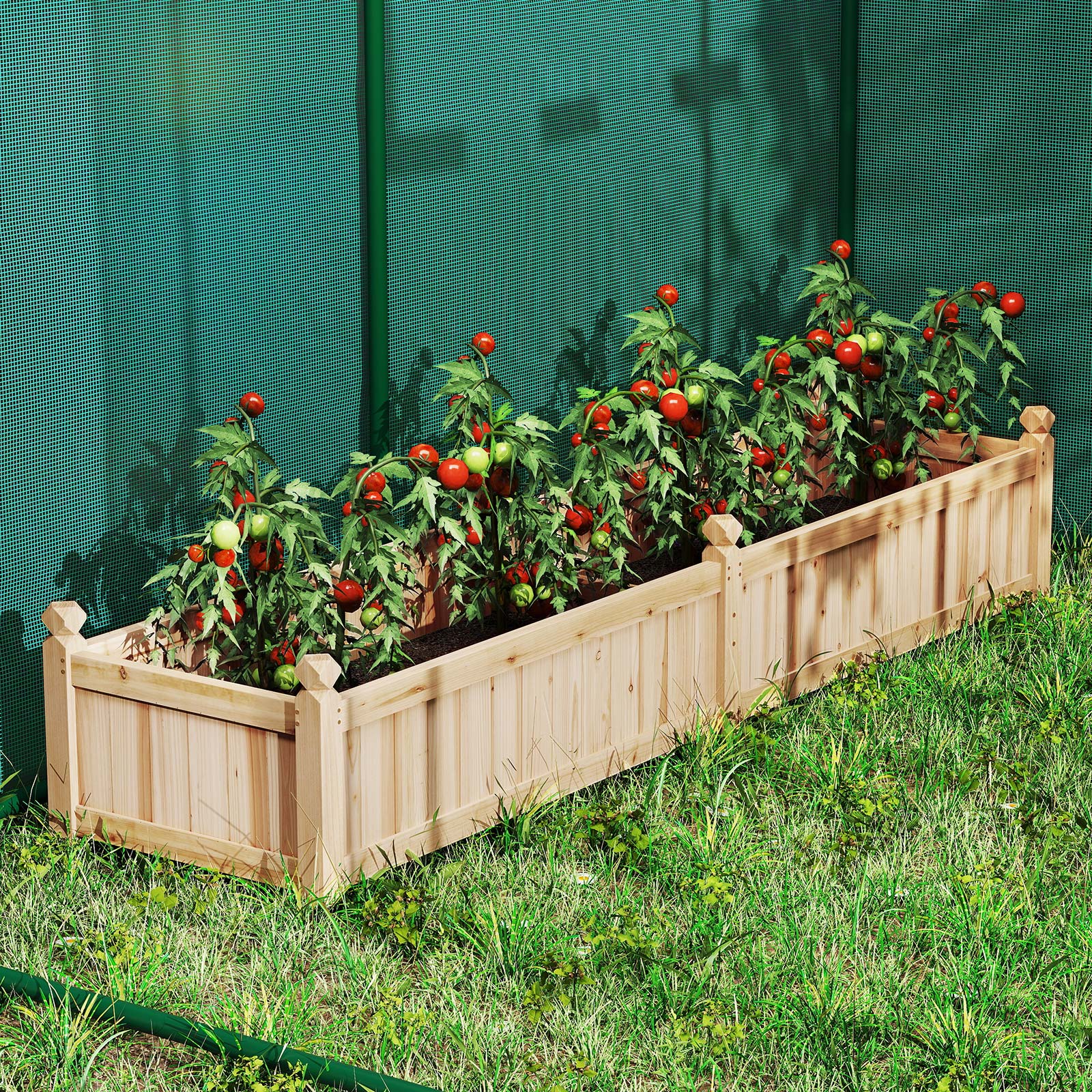 91 x 24 x 16 Inch Divisible Planter Box with Corner Drainage and Non-woven Liner for Growing Vegetables