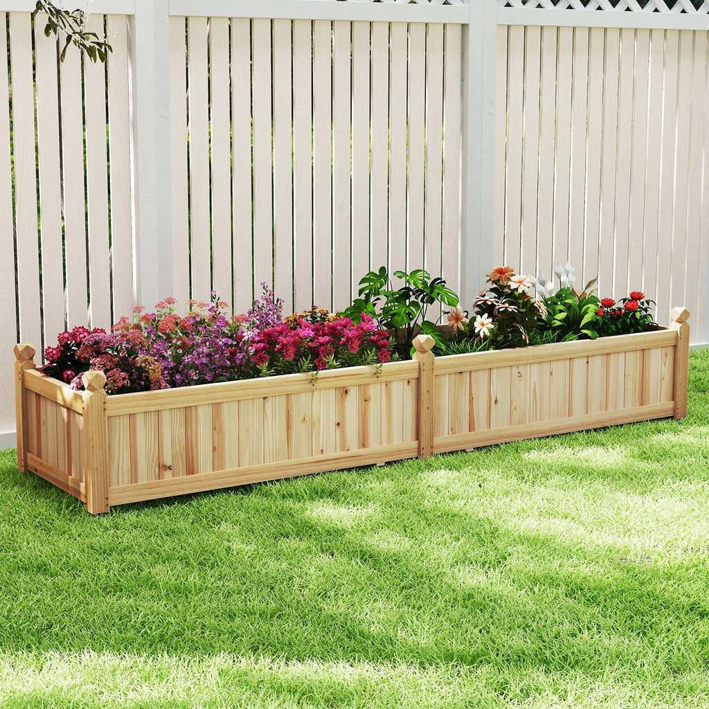 91 x 24 x 16 Inch Divisible Planter Box with Corner Drainage and Non-woven Liner for Growing Vegetables