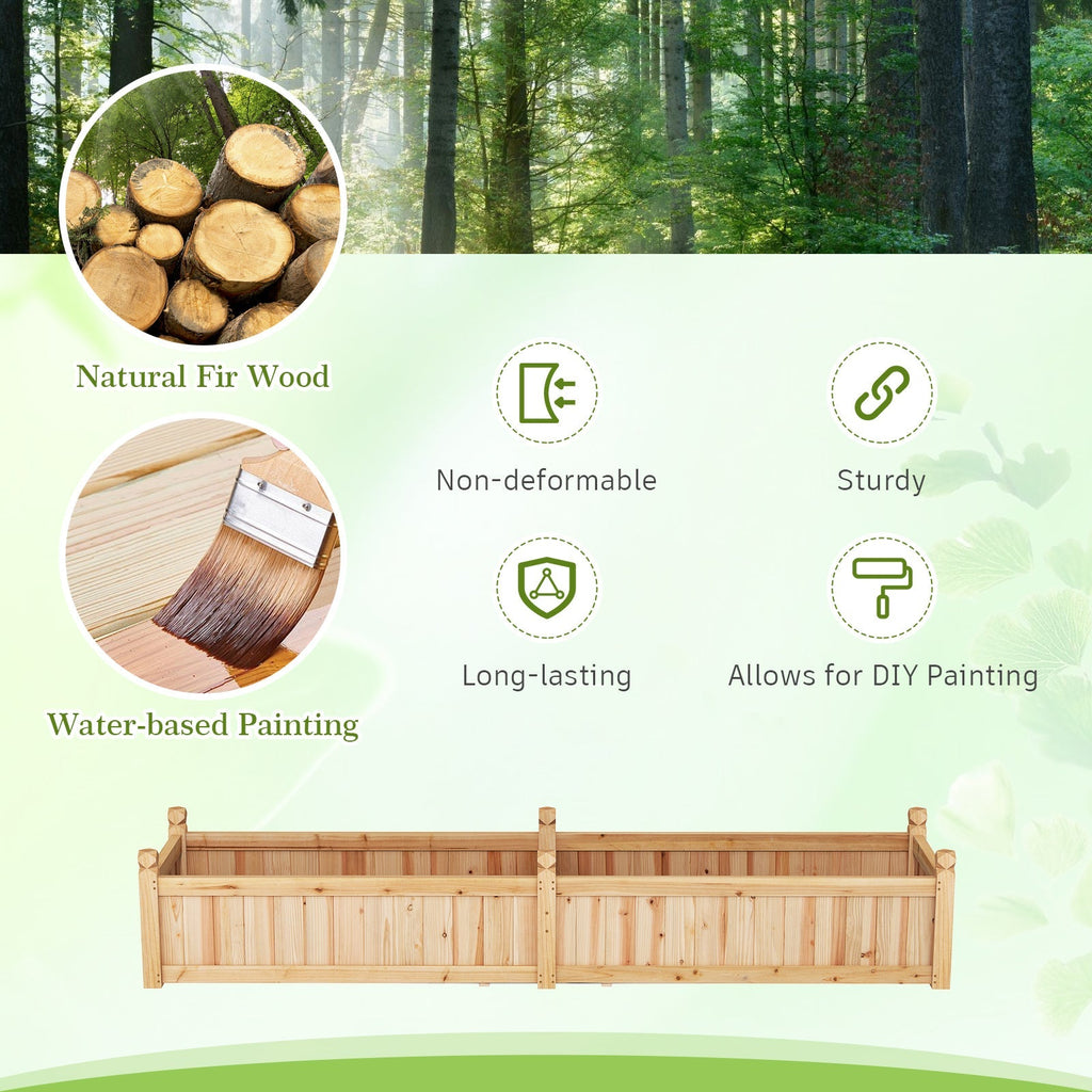 91 x 24 x 16 Inch Divisible Planter Box with Corner Drainage and Non-woven Liner for Growing Vegetables