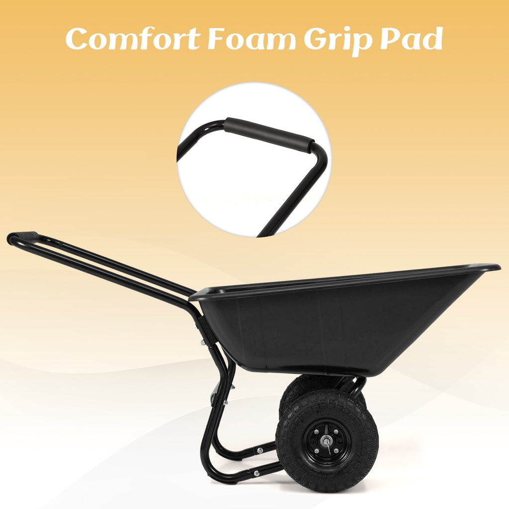 Dual-Wheel Wheelbarrow Garden Utility Cart with Pneumatic Tires