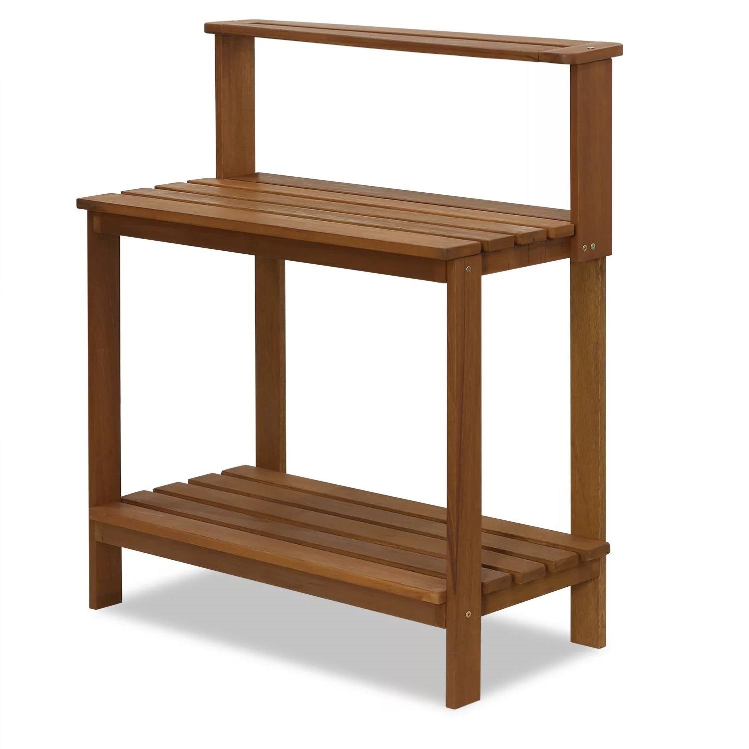 Solid Meranti Wood Garden Potting Work Station Table with Bottom Shelf