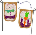 Easter Bunny Hiding Something Garden Flag 2 Sided Burlap
