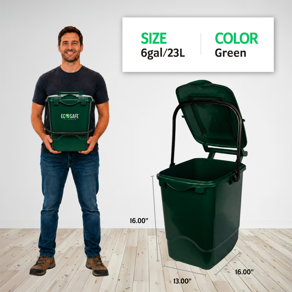 EcoSafe 6 Gallon Bin Caddy & Liners (QTY: 1 Bin + 24 Liners)