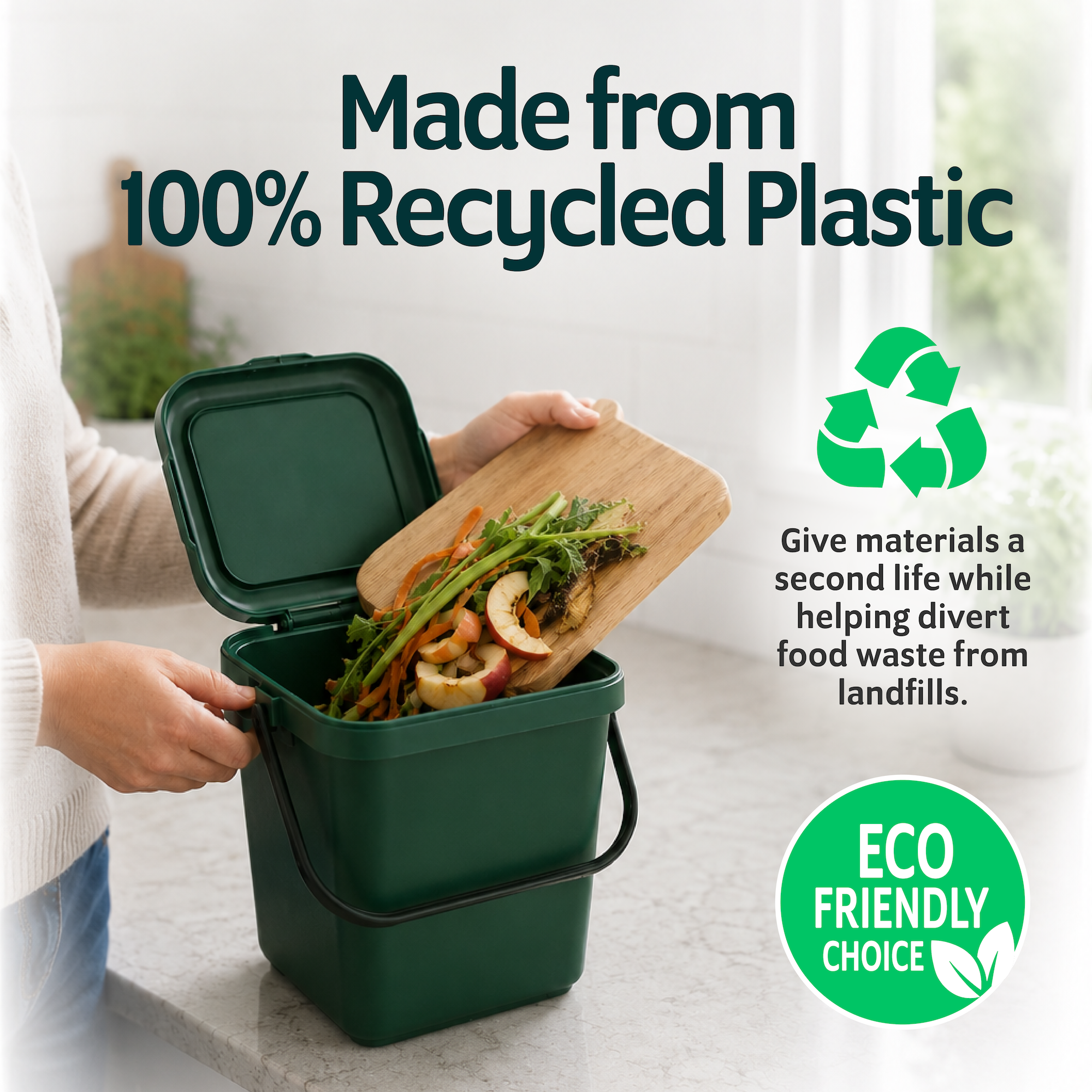 EcoSafe 2.5 Gallon Bin Caddy & Liners (QTY: 1 Bin + 90 Liners)