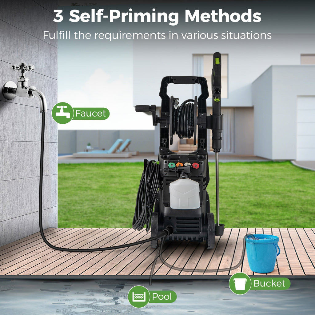 2150PSI Electric Pressure Washer 1.2GPM with 4 Quick Connect Nozzles and Foam Cannon-Green