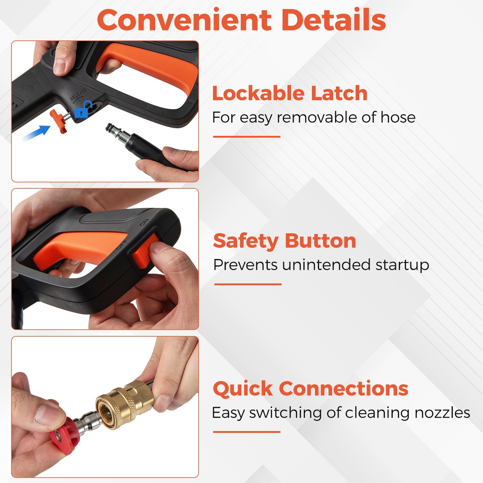 2150PSI Electric Pressure Washer 1.2GPM with 4 Quick Connect Nozzles and Foam Cannon-Orange