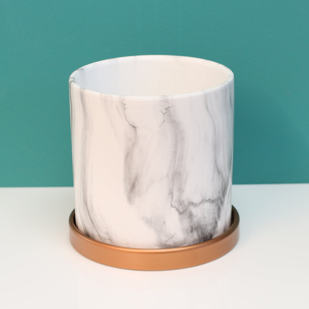 Athena Ceramic 5.5" Marble Planter - Empty