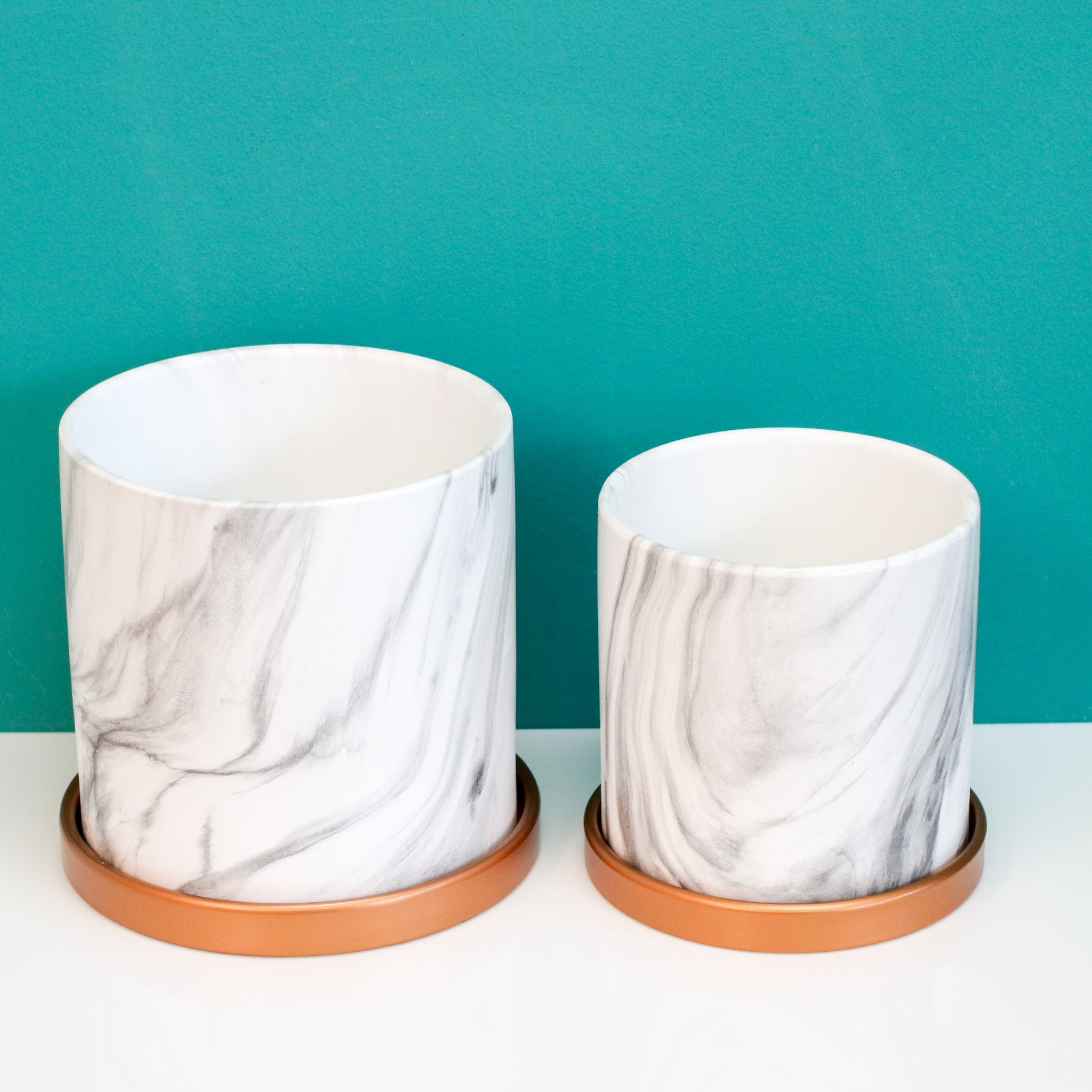 Selene & Athena Ceramic Marble Planter Bundle  - Empty