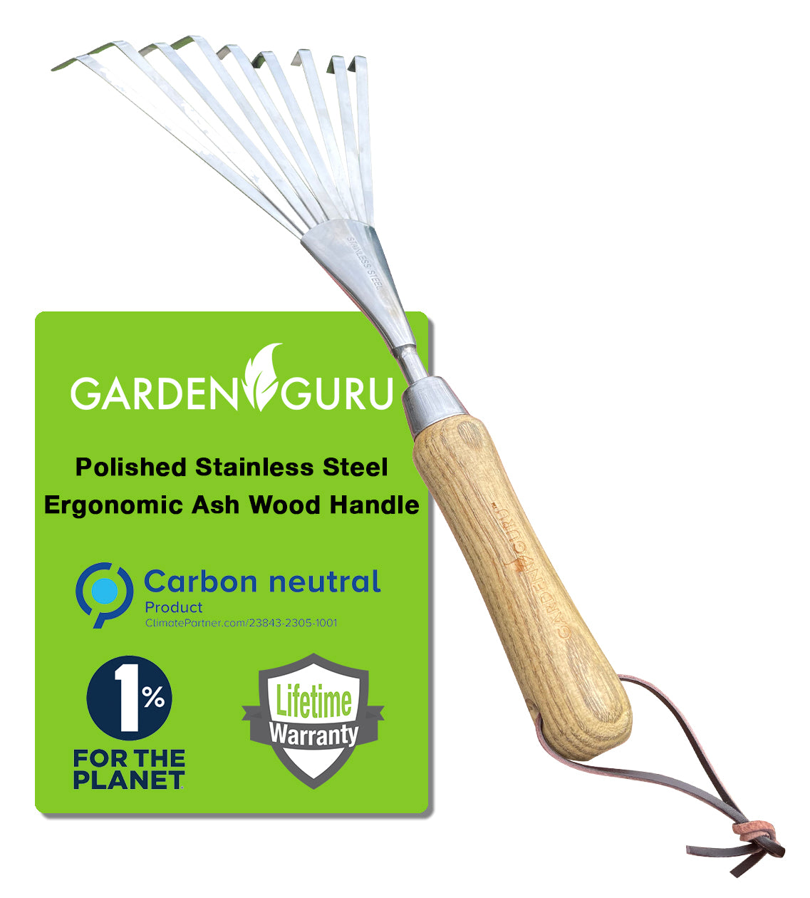Old Stem Style Rake Handle Stainless Steel Garden Hand Rake (classic wood handle) – Nate's Garden ...