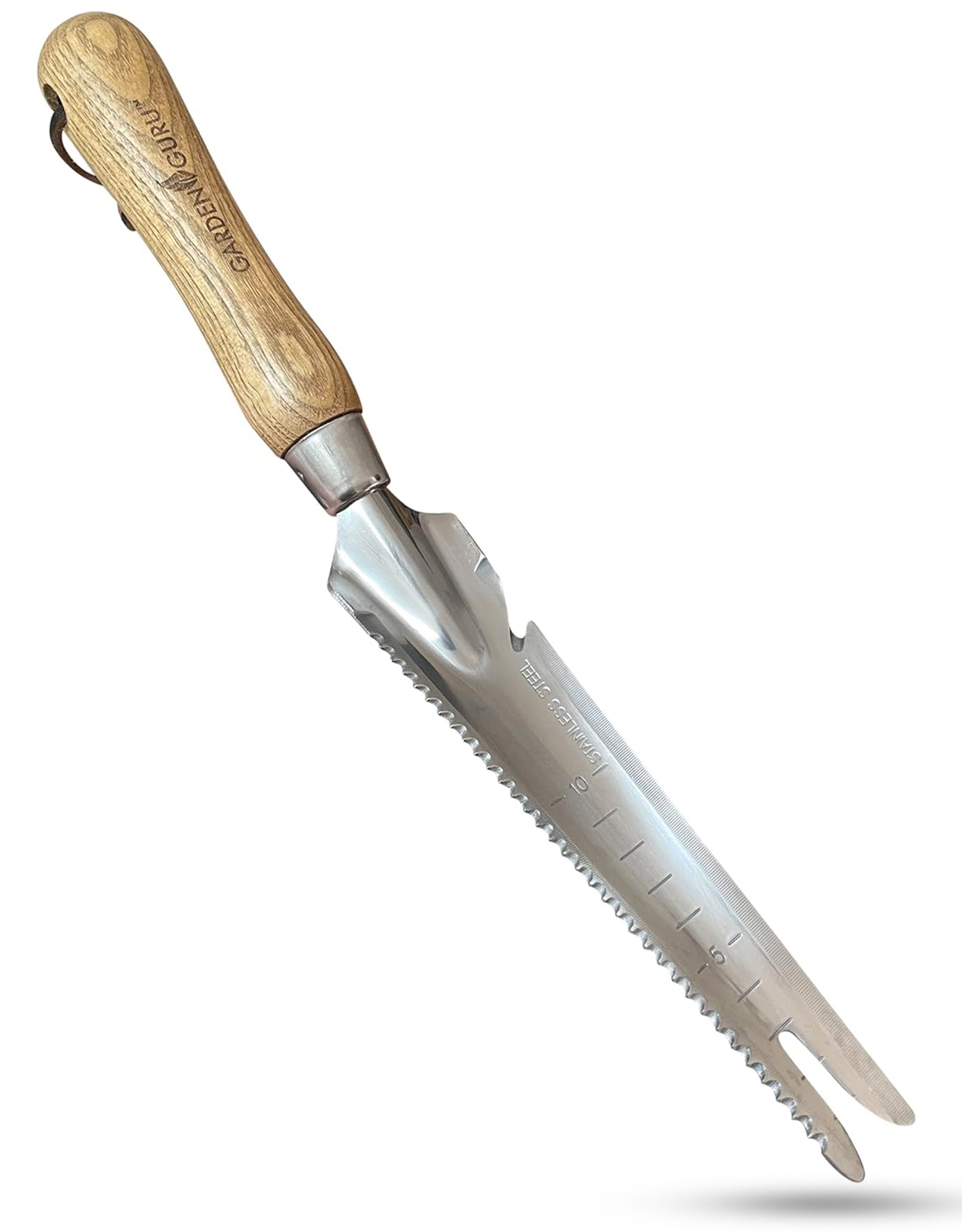 Stainless Steel 5-in-1 Weeder Trowel (classic wood handle)
