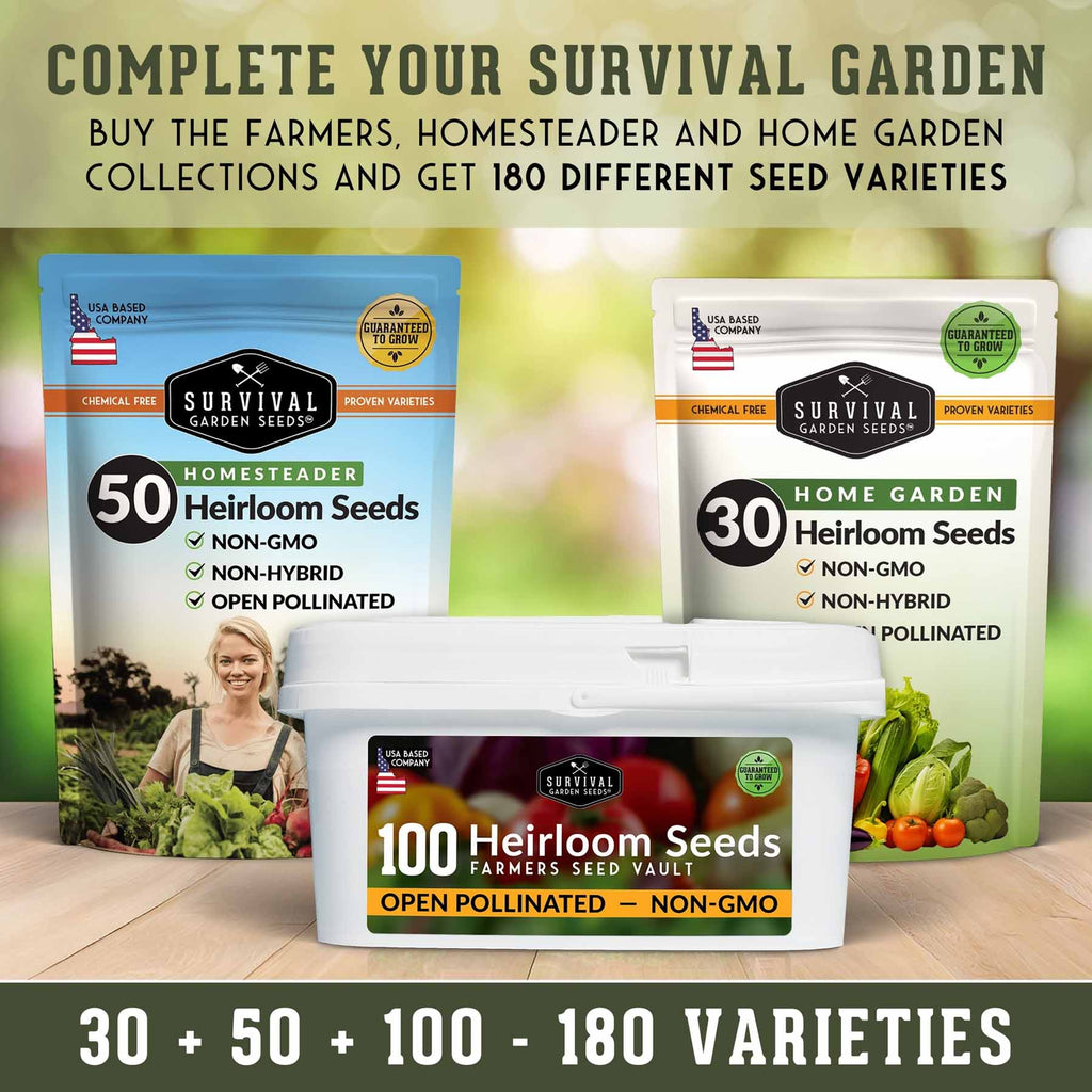 Complete Heirloom Survival Garden Seed Kit – 100 Non-GMO Packets