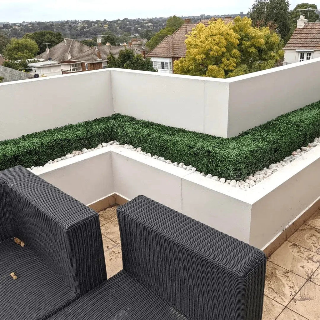 Dark Boxwood Artificial Hedge 40×10in – UV Resistant – Commercial Grade