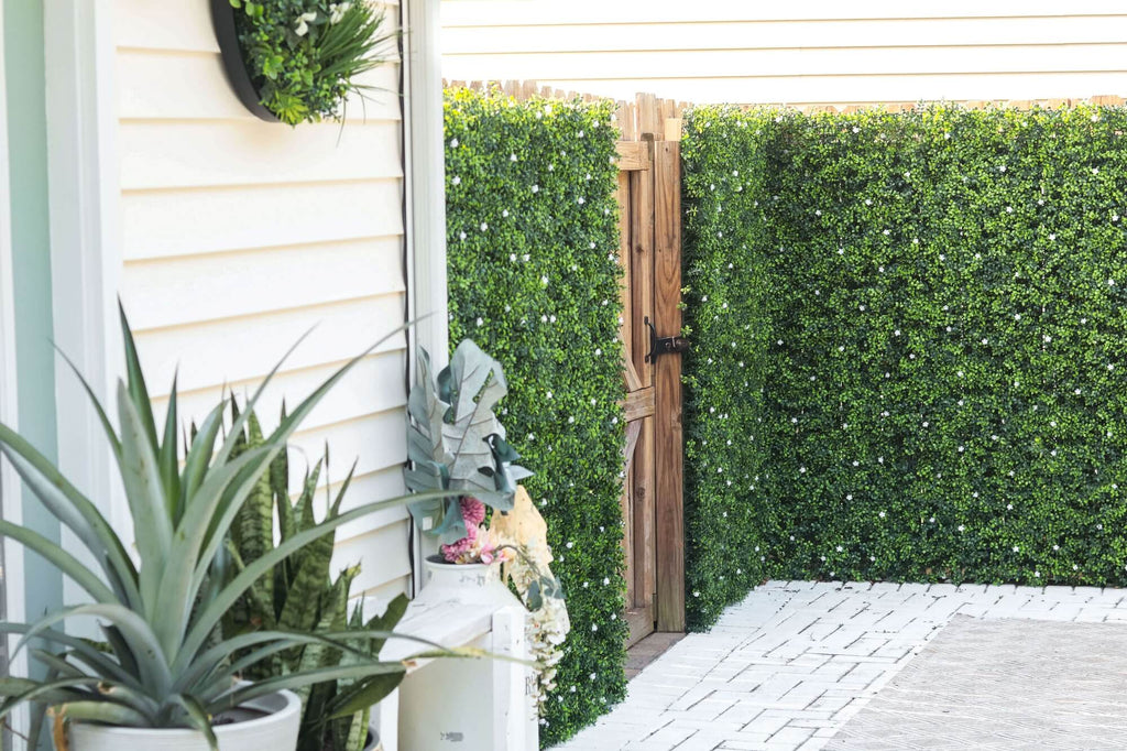 Sample Panel – White Flowering Boxwood Green Wall (Small Sample)