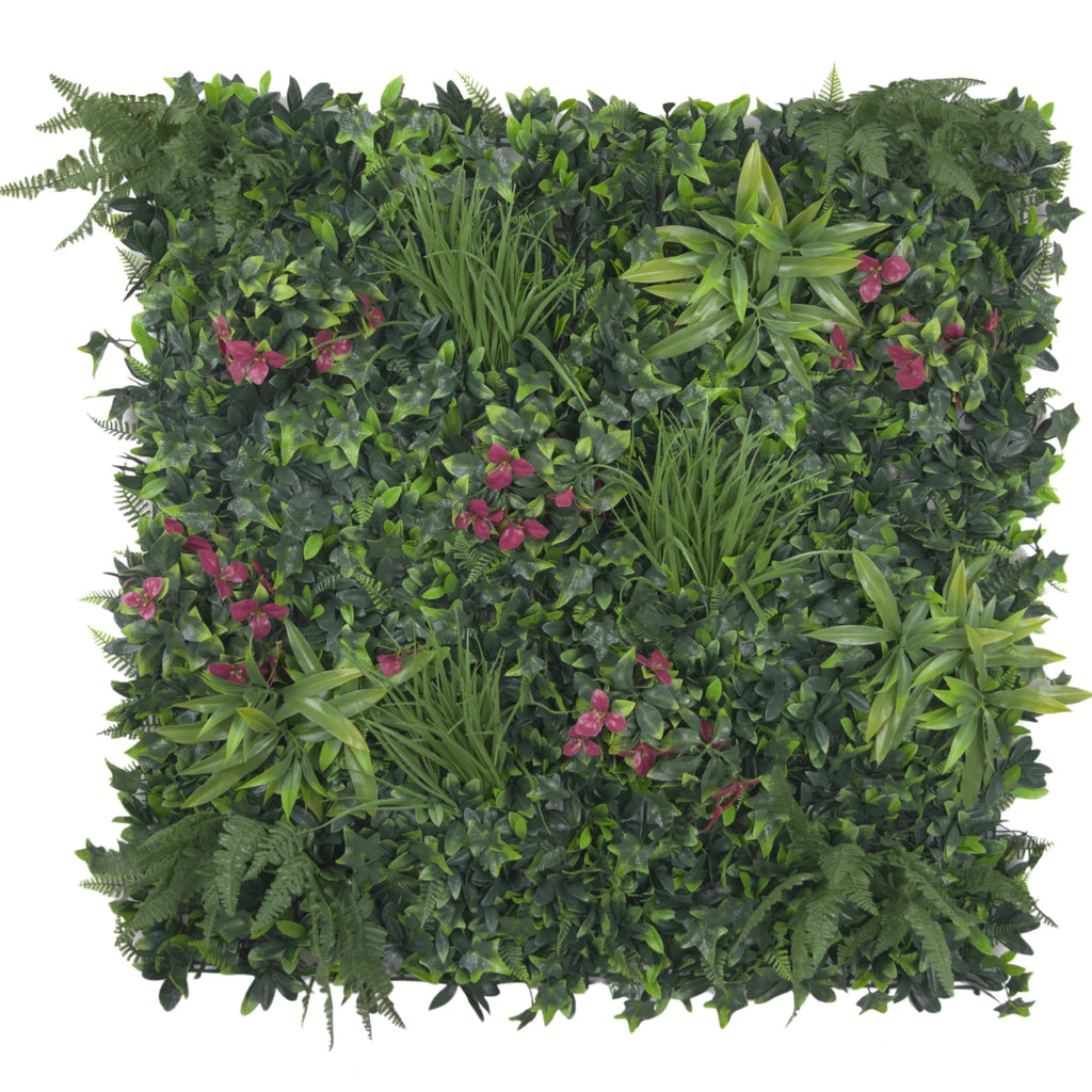 Pink Sensation Artificial Vertical Garden Green Wall Panel 40×40in 11 SQ FT – UV Resistant – Commercial Grade