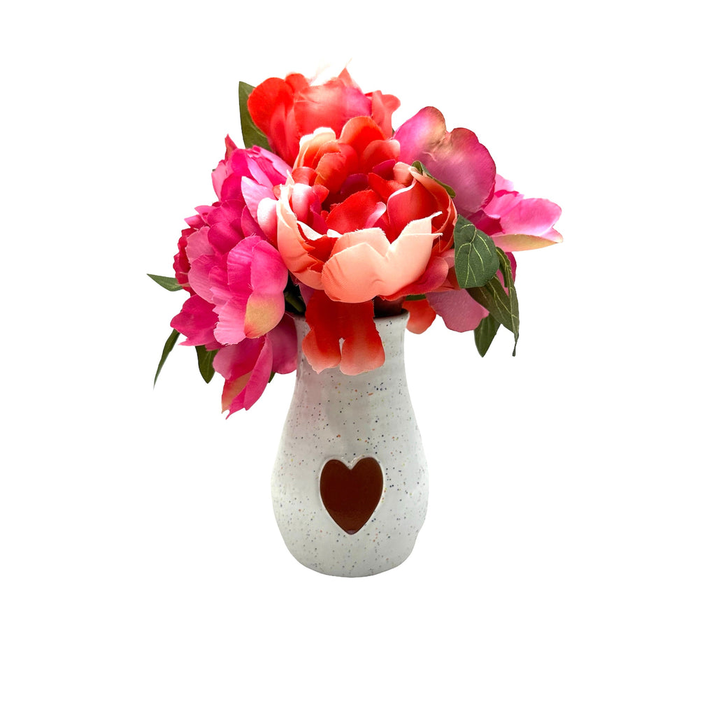 Calliope Heart Vase - Speckled White