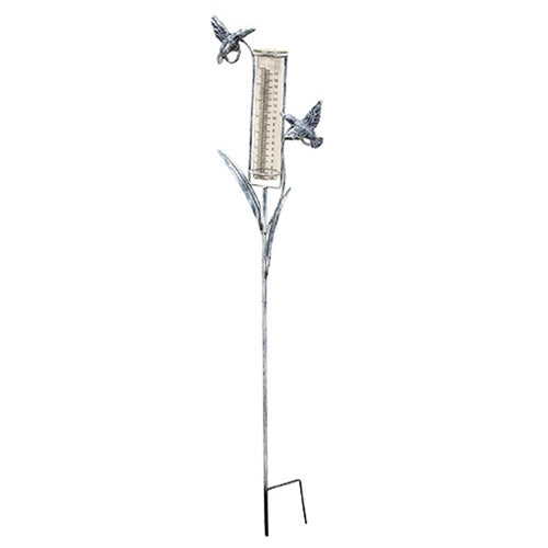 Assorted Distressed Metal Garden Springtime Rain Gauge Yard Stake 38" H