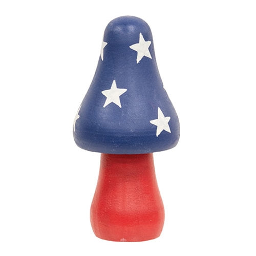 Set of 3 Wooden Americana Mushroom Sitters for Farmhouse Decor