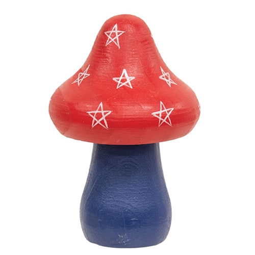 Set of 3 Wooden Americana Mushroom Sitters for Farmhouse Decor