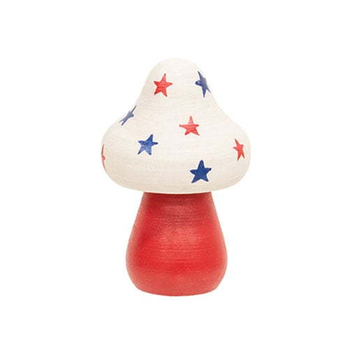 Set of 3 Wooden Americana Mushroom Sitters for Farmhouse Decor