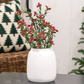White Ceramic Wide Vase for Farmhouse Home Decor