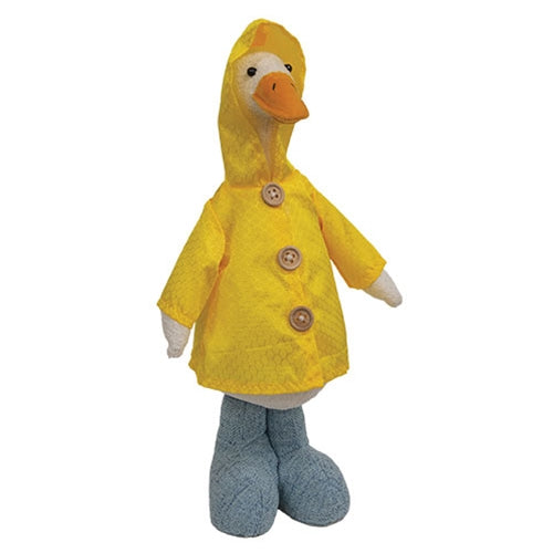 Standing Duck in Raincoat Farmhouse Spring Decor Accent