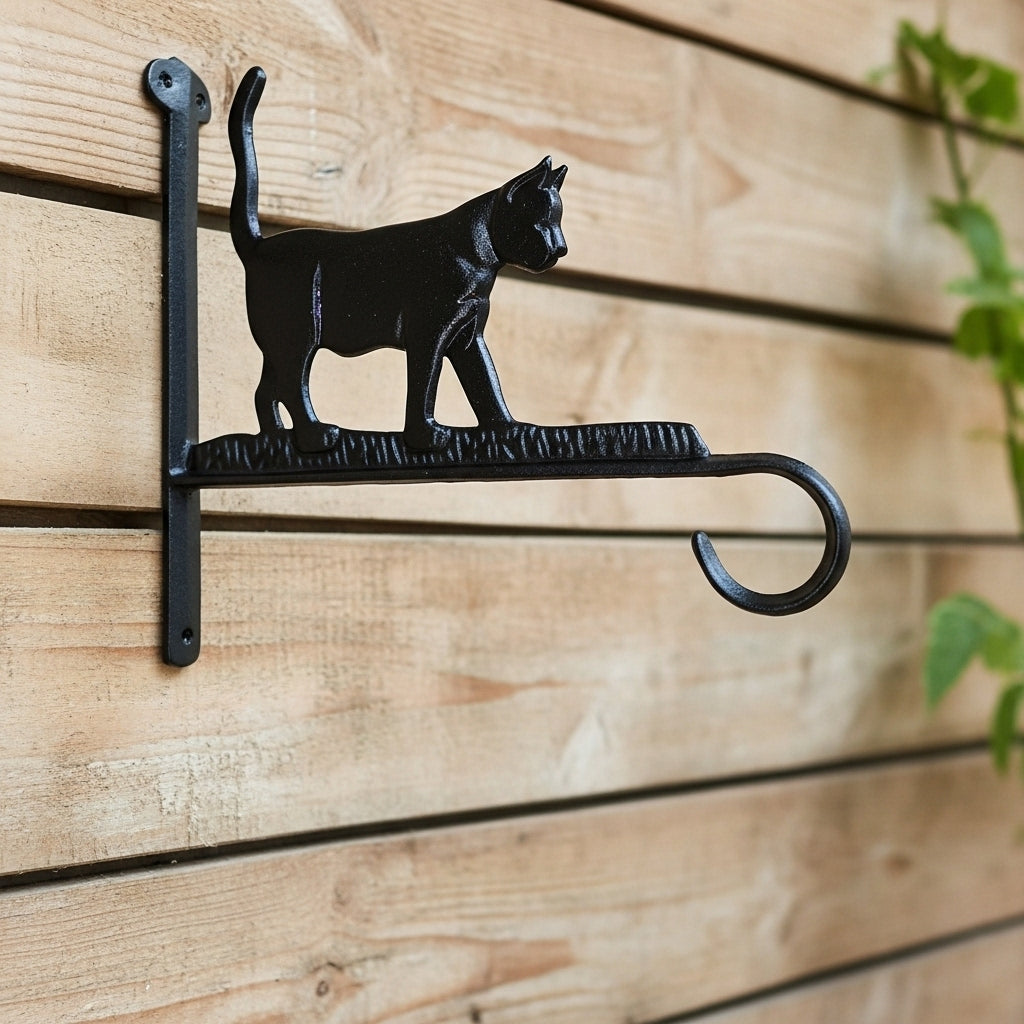 Cat Plant Hanger, Cast Iron Wall Bracket, Outdoor Garden