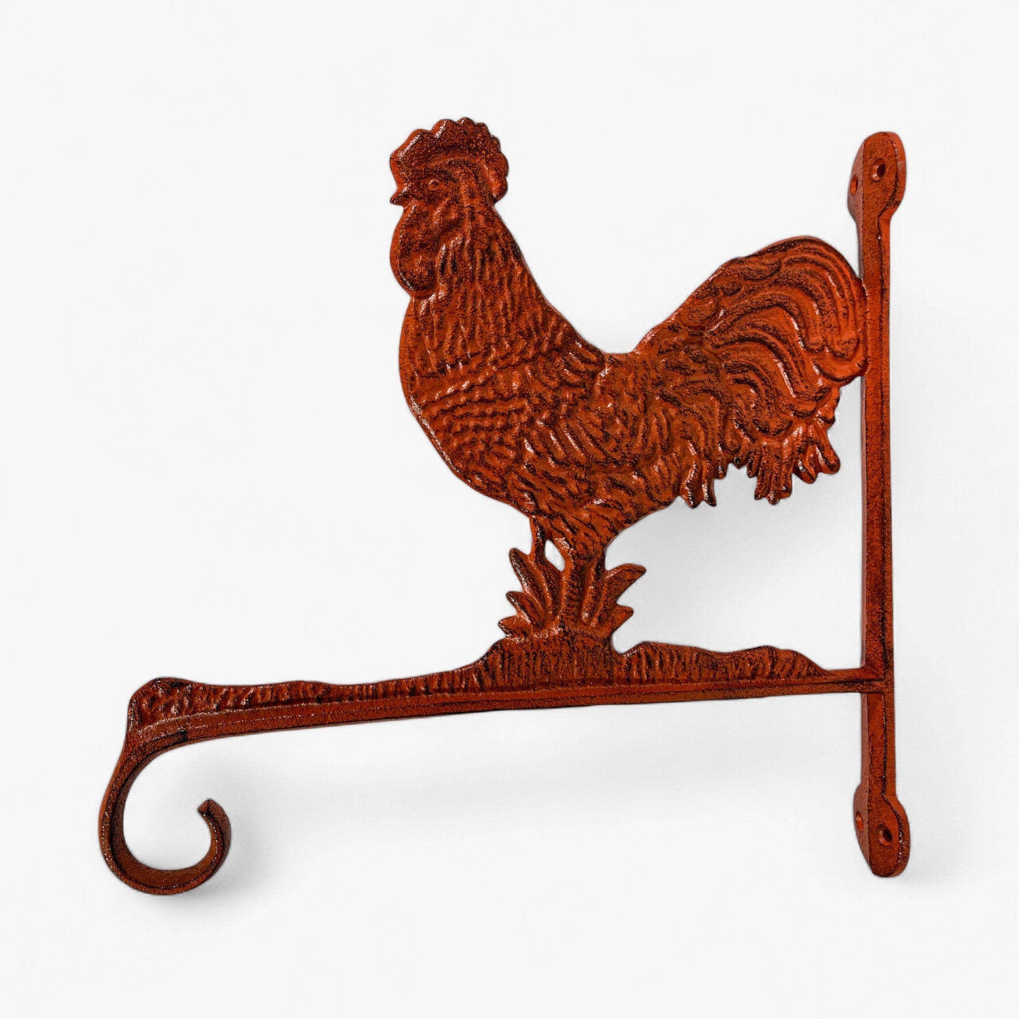 Rooster Plant Hanger, Cast Iron Wall Bracket for Porch or Garden