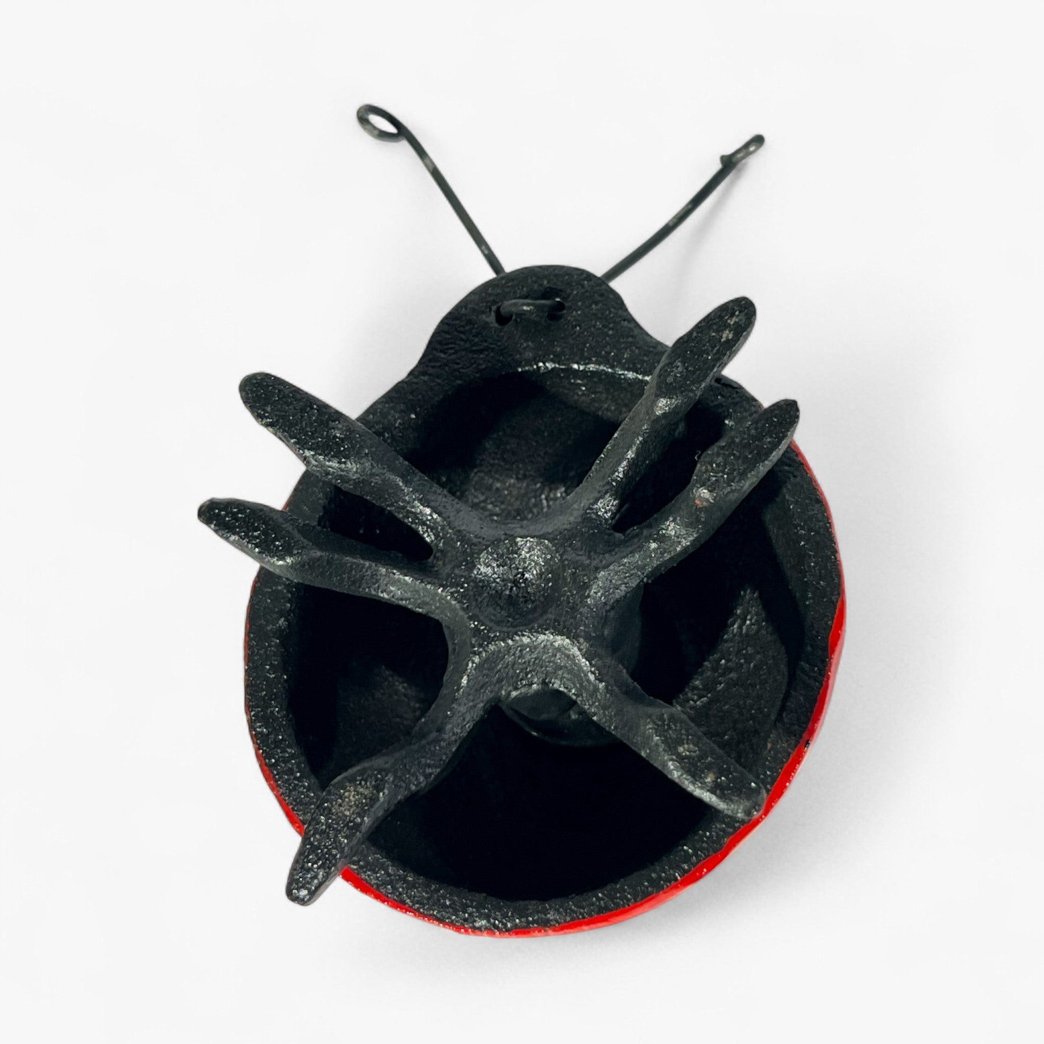 Ladybug Garden Statue and Paperweight, Red Cast Iron Shelf or Desk Decor