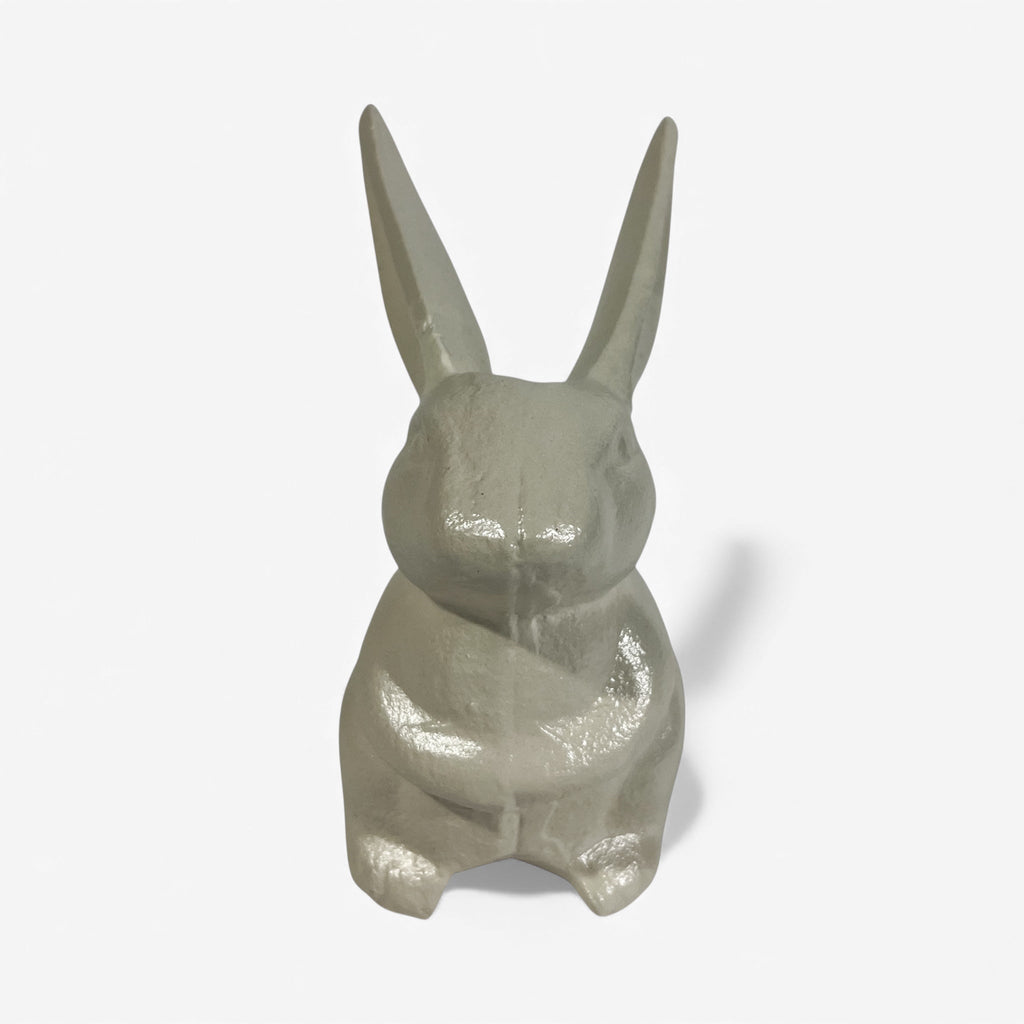 Bunny Statue, Cream Cast Iron, Garden or Indoor Figurine