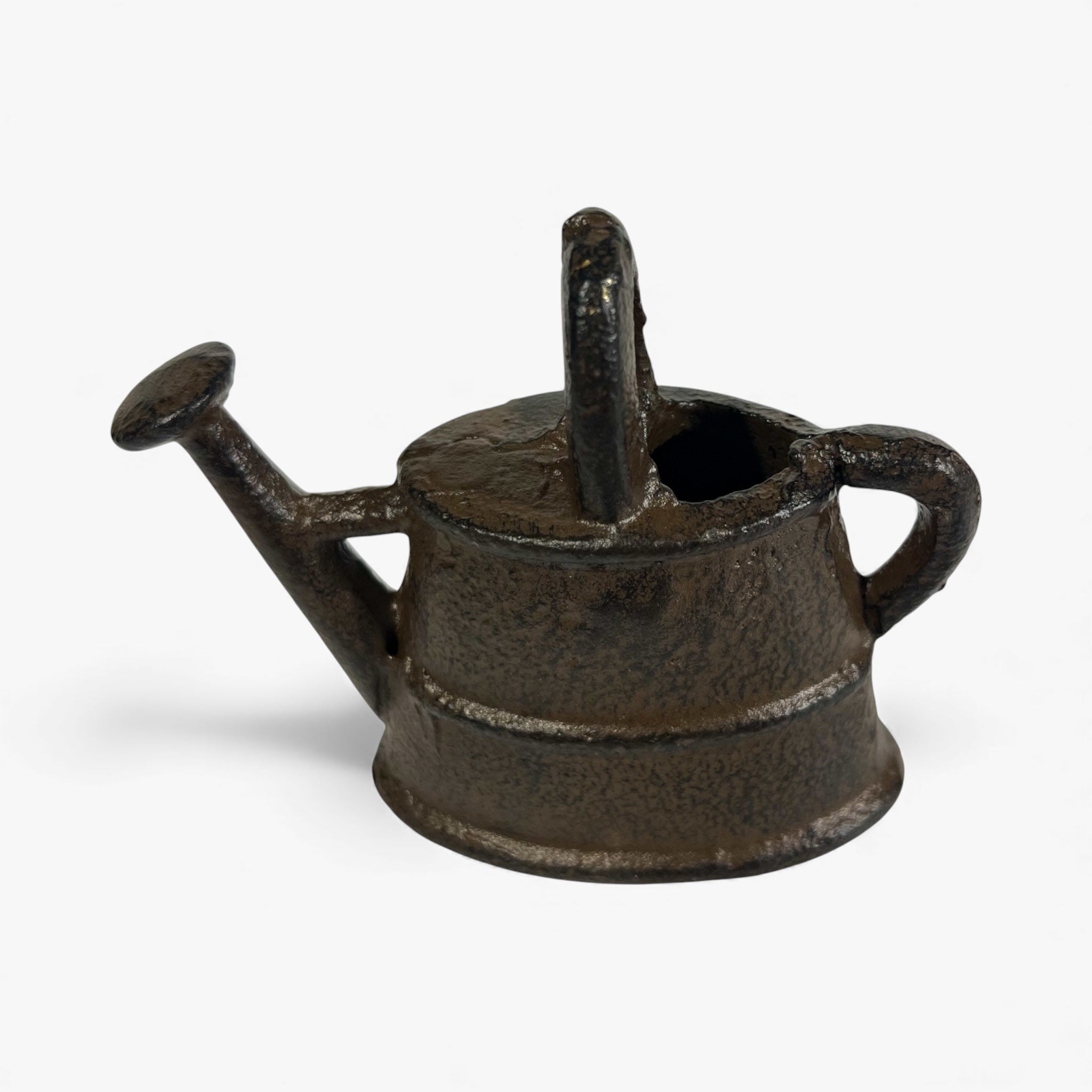 Miniature Watering Can Garden Statue, Cast Iron Shelf or Patio Decor