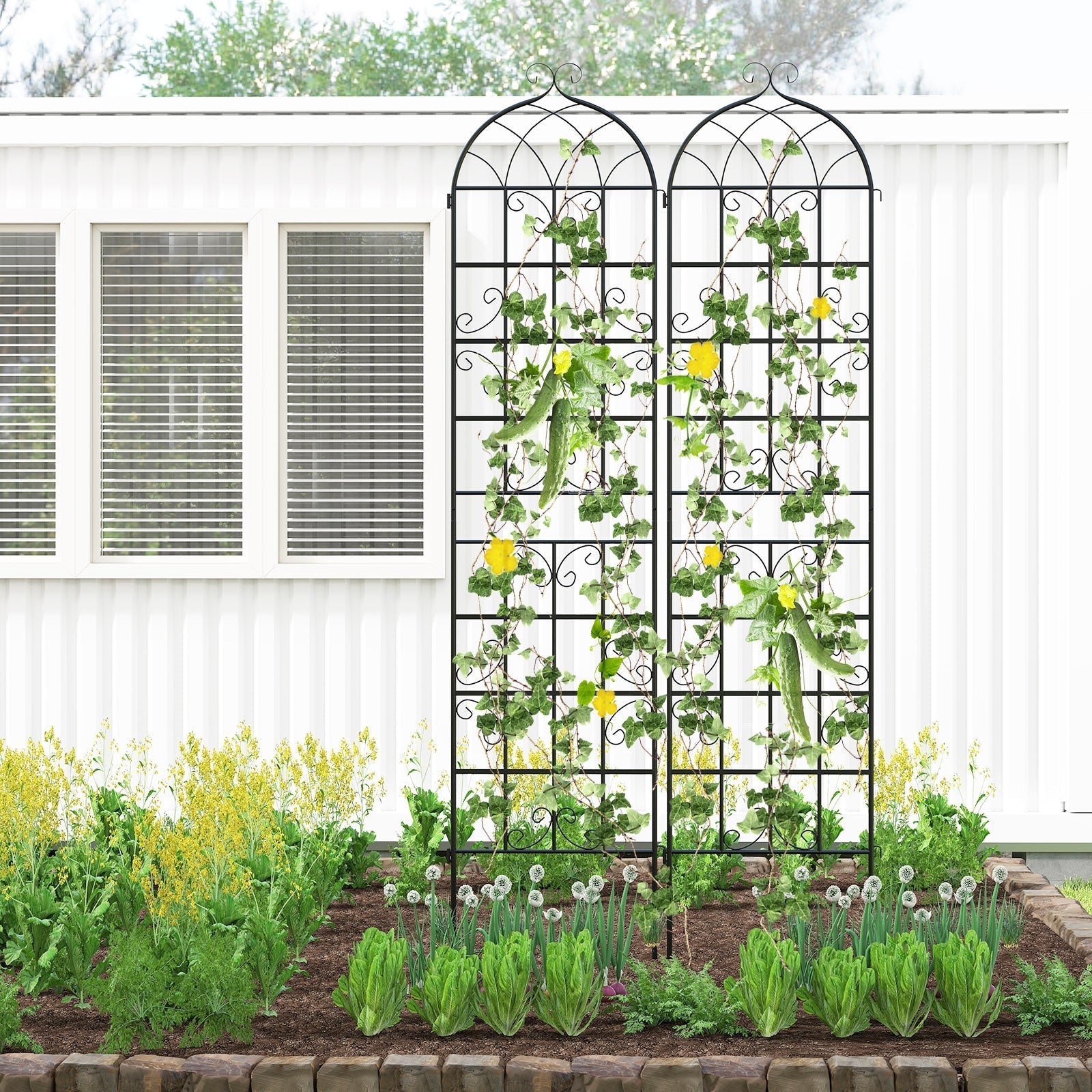2 Pack 86" x 20" Metal Garden Trellis for Outdoor Climbing Plants