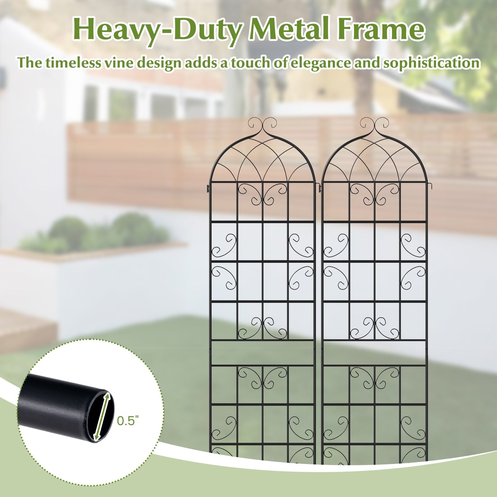 2 Pack 86" x 20" Metal Garden Trellis for Outdoor Climbing Plants