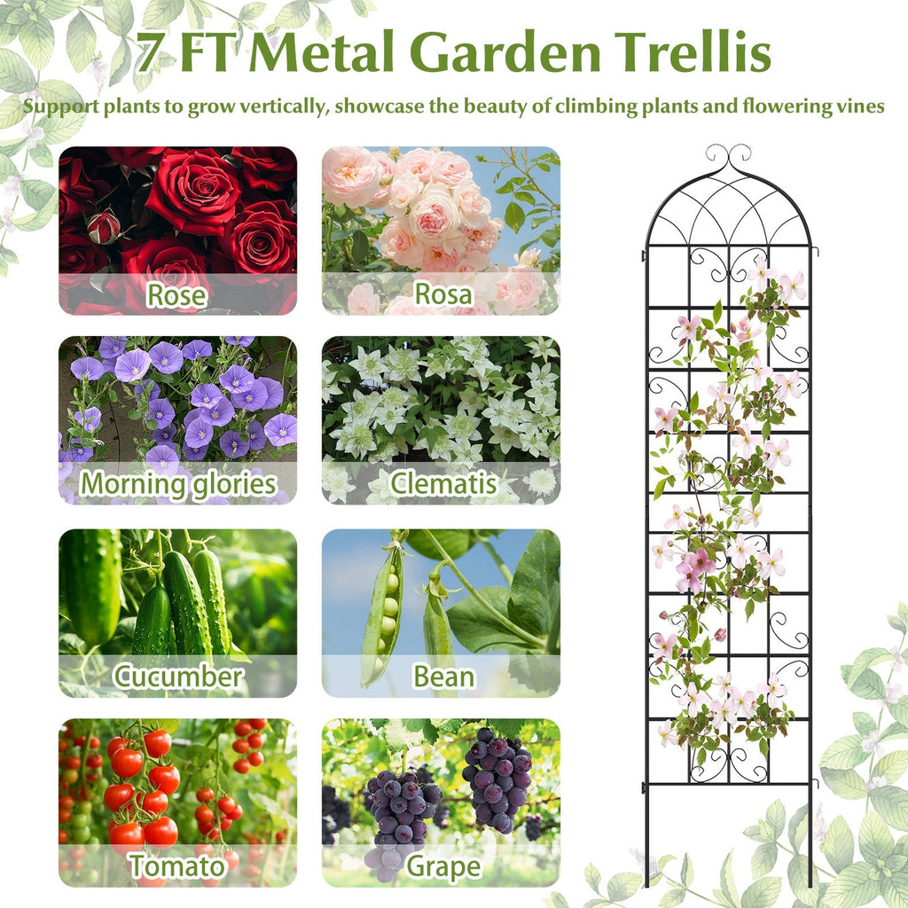2 Pack 86" x 20" Metal Garden Trellis for Outdoor Climbing Plants
