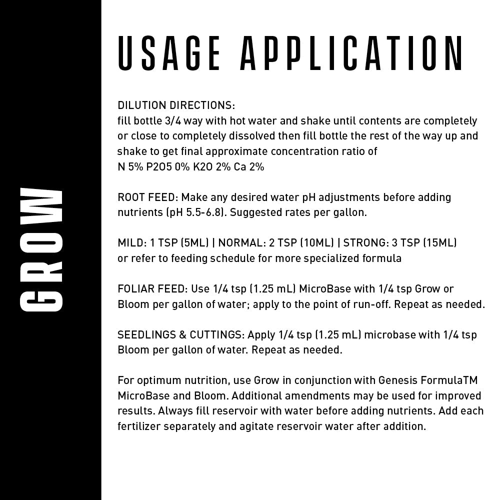 THE GENESIS FORMULA GROW (MUSH STYLE) (must dilute with water before use)
