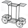 6-Tier Garden Cart Flower Rack Display Decor Pot Plant Holder - Color: Black