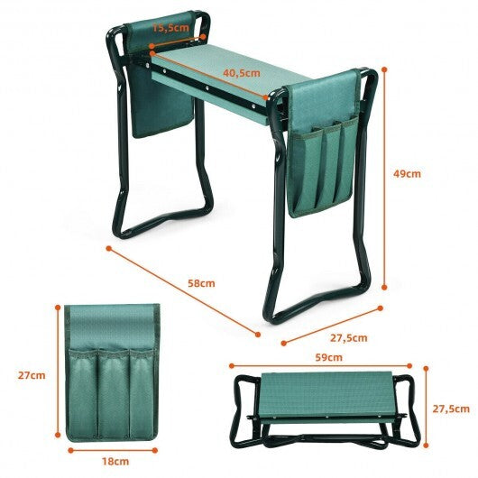 Folding Garden Kneeler and Seat Bench - Color: Green