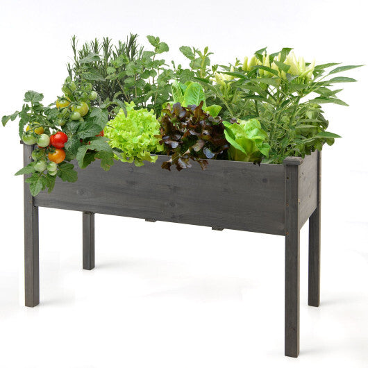 Wooden Raised Vegetable Garden Bed Elevated Grow Vegetable Planter-Gray