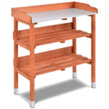 Garden Wooden Potting Bench Work Station with Hook