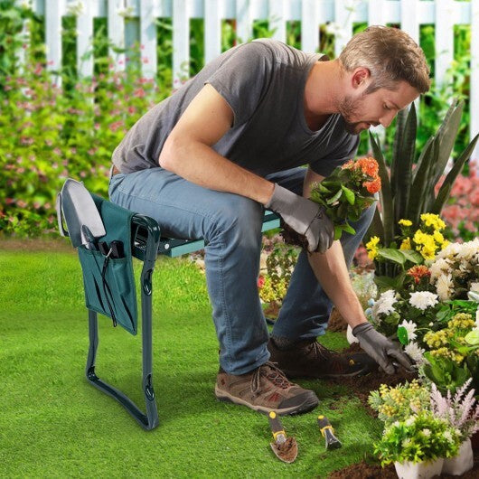 Folding Sturdy Garden Kneeler Pad and Cushion Seat - Color: Green