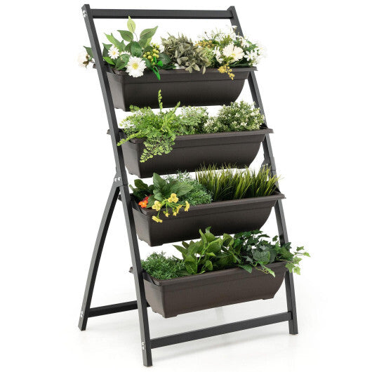 4-Tier Vertical Raised Garden Bed with 4 Containers and Drainage Holes-M