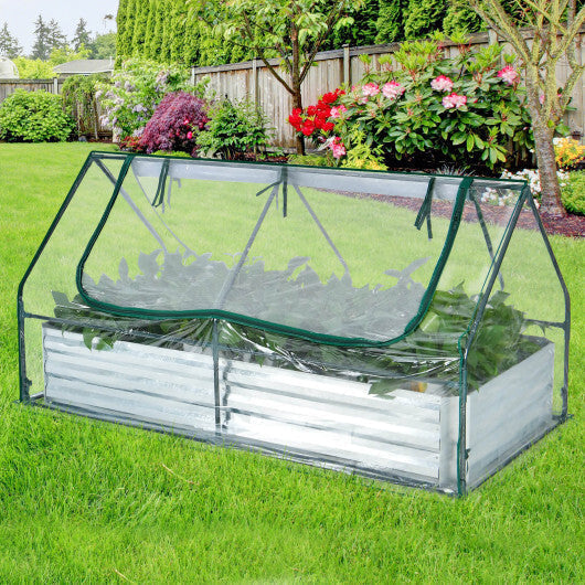 6x3x3 Galvanized Raised Garden Bed with Greenhouse Cover