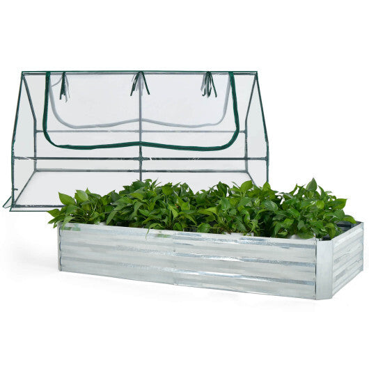6x3x3 Galvanized Raised Garden Bed with Greenhouse Cover