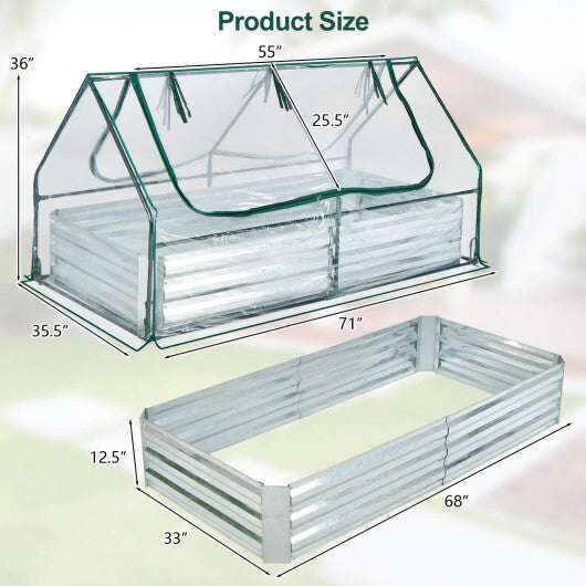 6x3x3 Galvanized Raised Garden Bed with Greenhouse Cover