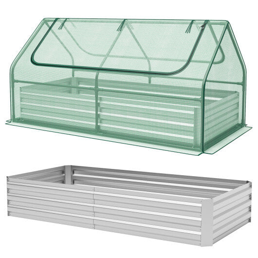 6x3x3 Galvanized Raised Garden Bed with Greenhouse Cover