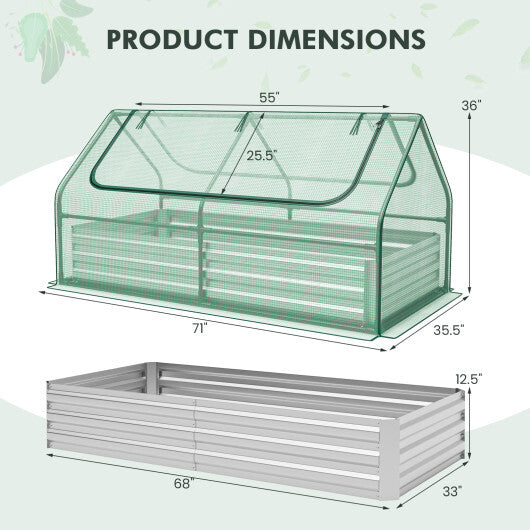 6x3x3 Galvanized Raised Garden Bed with Greenhouse Cover