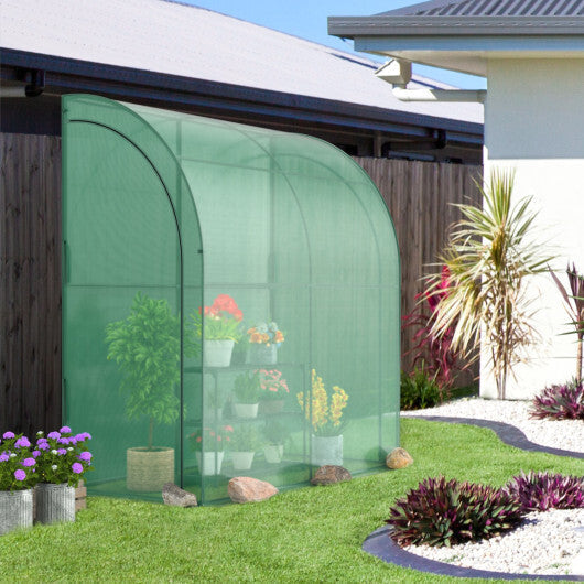 7 x 3.5 x 7 Feet Lean-to Greenhouse with Flower Rack-White