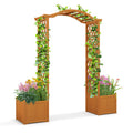 Wooden Garden Arbor with Planter and Trellis for Climbing Plants Decorations-White