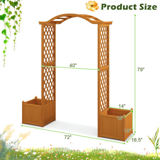 Wooden Garden Arbor with Planter and Trellis for Climbing Plants Decorations-White
