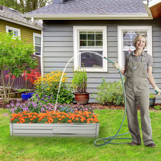 Metal Galvanized Raised Garden Bed with Open-Ended Base-6 x 3 ft - Color: Silver - Size: 6 x 3 ft