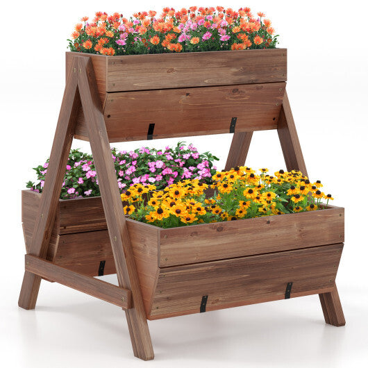 Vertical Raised Garden bed with 3 Wooden Planter Boxes-L